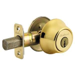   Single Cylinder Deadbolt   Polished Brass 96600 538: Home Improvement
