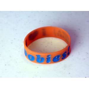   Rubber Bracelet Heart Boobies  Orange / Blue Arts, Crafts & Sewing