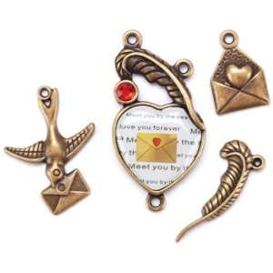  Blue Moon Madame Delphine Feets Metal Charms, Love Letter 