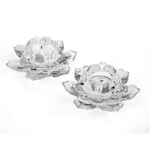   Lotus Crystal Votive Pair Candle Holders, Set of 2: Kitchen & Dining