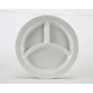  Tuxton China BEA 0903 3 9 in. Compartment Plate   Eggshell 