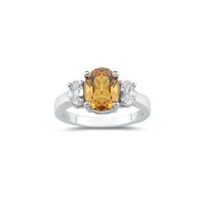  0.50 Cts Diamond & 0.60 Cts Citrine Ring in 14K White Gold 