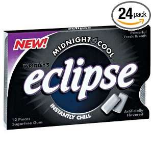 Eclipse Midnight Cool Sugarfree Gum, 12 Piece Package (Pack of 24 