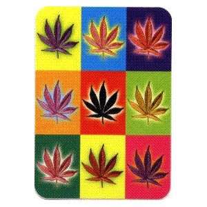  Hemp   9 Colored Pot Leaves In Squares   Sticker / Decal 