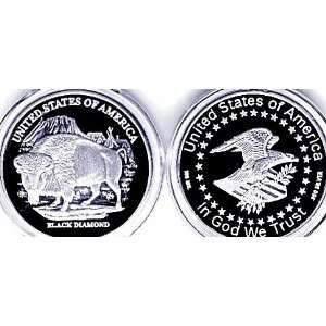 BLACK DIAMOND BUFFALO   100ML .999 SILVER   CLAD PROOF COMMEMORATIVE 