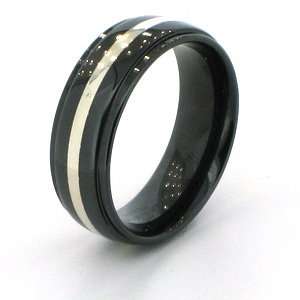  8mm Flat Black Ceramic Step Down Edge Ring with Silver 