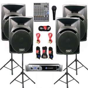    Speakers, Mixer, Mic, Stands and Cables DJ Set New CROWNPP1210SET10