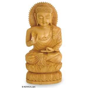  Wood sculpture, Buddha Prays for Peace Home & Kitchen