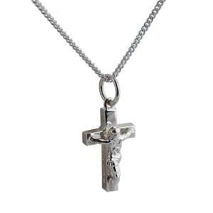   Workshops Silver 17x10mm block Crucifix with Curb chain 20 inches