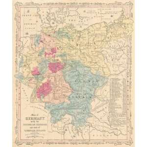  Smith 1860 Antique Map of Germany: Office Products