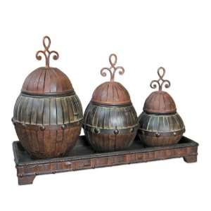 Uttermost Boxes   Dores decorative accent Canisters & Tray Set/4 