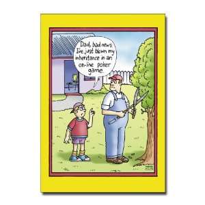   Poker Game   Hilarious Cartoon Fathers Day Greeting Card: Office