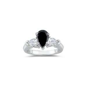    1.10 Cts Three Stone Black & White Ring in Platinum 3.0: Jewelry