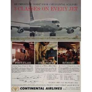   Ad Continental Airlines Golden Jets Showing Fares!   Original Print Ad