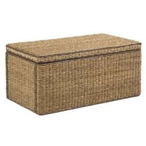 Storage Ottoman Bench with Woven Design in Honey Oak 