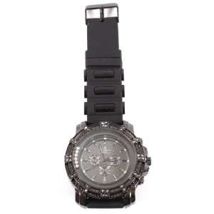   Iced Out Hip Hop Rubber Banded Watch with a Free Replacement Battery