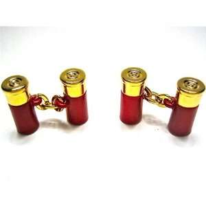  Red & Gold Shotgun Shell Cufflinks: Jewelry