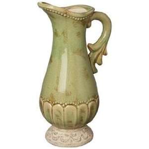  Soft Green and Brown Italian Ceramic Pitcher: Home 