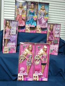 Lot 7 Barbie Princess Genevieve Rosella Annika Shopping Long Hair New 