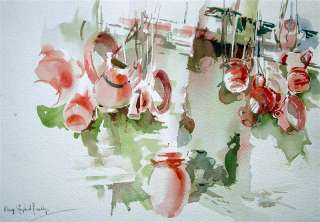 Marge Brichler   Hanging Pots   Original Watercolor  