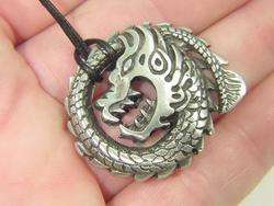 BUTW Dragon Spiral pewter pendant necklace 1894B  