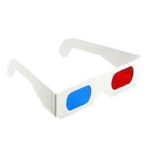  3D Red adn Blue Anaglyph White Cardboard Frame Glasses 