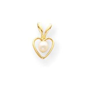  14k 3mm Cult. Pearl Heart Childrens Necklace  15 Inch 
