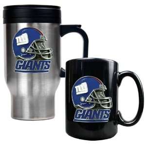New York Giants Travel Mug & Ceramic Mug Set:  Kitchen 
