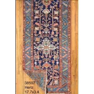 3x17 Hand Knotted Heriz Persian Rug   34x177 