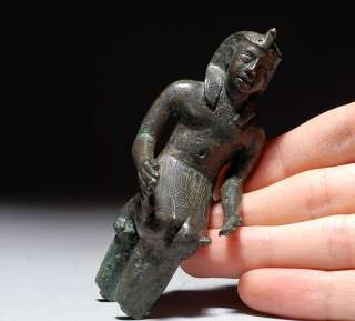 very rare ancient Egyptian bronze statue of a kneeling Pharaoh 