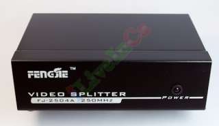 250MHZ 1 PC TO 4 PORT VGA VIDEO MONITOR SPLITTER BOX W / POWER  