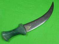 19 Century Antique Middle East Jade Handle Wootz Blade Fighting Knife 