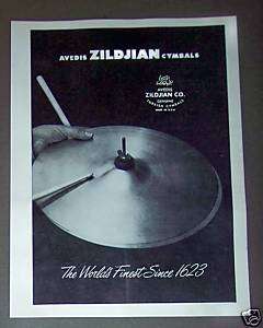 1960 Avedis Zildjian Turkish Cymbals vintage print ad  