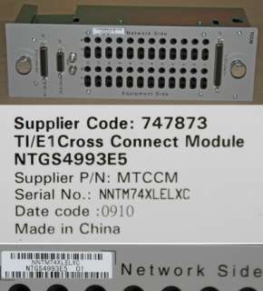 NORTEL NTGS4993E5 T1/E1 TCCM CROSS CONNECT MODULE  