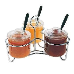  Carlisle 4573 8 oz Caddy with 3 Plastic J Jars and Lids 