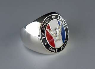 BOY SCOUT PFADFINDER EAGLE SCOUT SILVER 925 SIGNET RING  