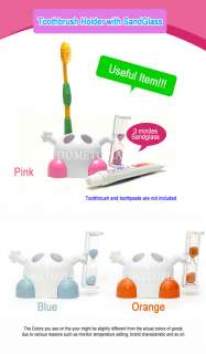 Toothbrush Holder(4 holders, 3 color options) with Sandglass Hourglass 
