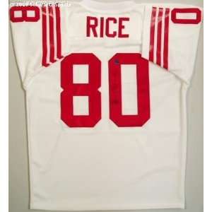 Jerry Rice Signed White Throwback 49ers Jersey:  Sports 
