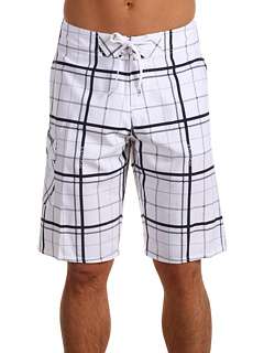 Quiksilver Mens Lights On Plaid Boardshorts White Plaid 4 Way Stretch 