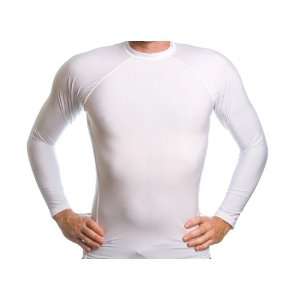  Mens SPF 50+ White Long Sleeve Rash Guard: Sports 