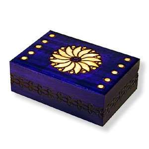 Wooden Box, 5070, Traditional Polish Handcraft, Purple with Yellow 