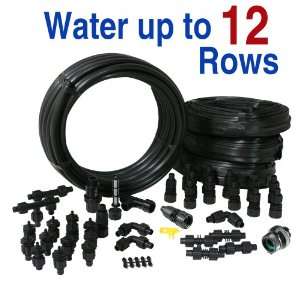  Premium Drip Irrigation Kit for Row Crops: Patio, Lawn 