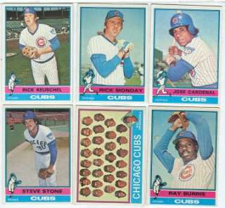 1976 Topps CHICAGO CUBS Complete TEAM Set BILL MADLOCK Rick MONDAY 
