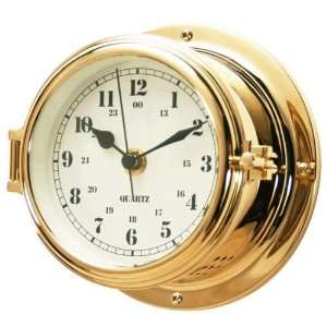    C1 6 Porthole Nautical Quartz Clock, Arabic (Water Proof), Brass