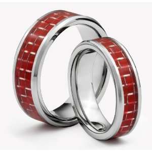  His & Hers 8MM/6MM Tungsten Carbide Wedding Band Ring Set w 