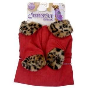  Dog Coat Extra Small   XXS Red Coat w/Faux Lep Collar 