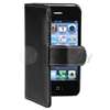 Black Leather Pouch Wallet Case Cover+PRIVACY FILTER Film for iPhone 4 
