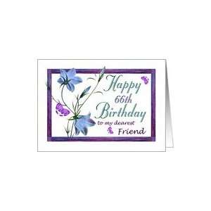  66th Birthday Friend, Bluebell Flowers and Butterflies 
