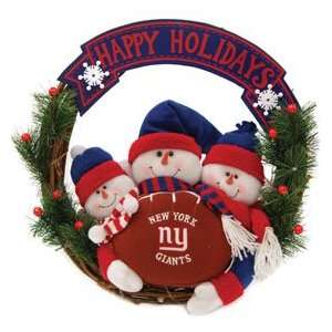  New York Giants 20 Three Snowmen Football Family Wreath 