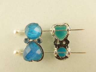 Hole Beads #8 Hearts ~Satin Facets~Made with Aqua Swarovski Crystal 